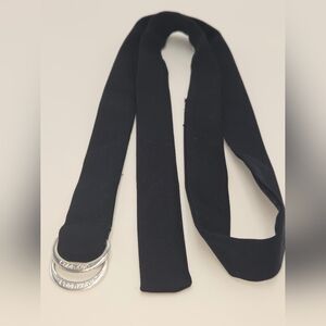 Calvin Klein Black Fabric Double-Ring Belt with Silver Metal Hardware